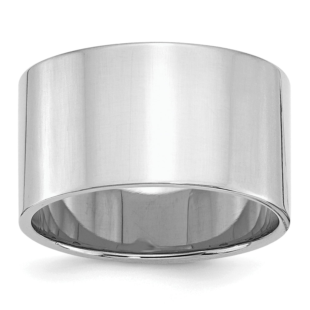 Sterling Silver Rhodium-plated 12mm Flat Size 10 Band