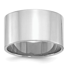 Sterling Silver Rhodium-Plated 12mm Flat Size 9.5 Band