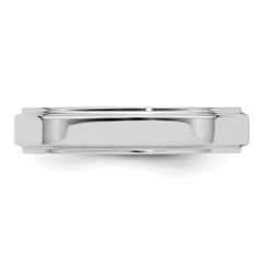 Sterling Silver Rhodium-Plated 4mm Flat w/ Step Edge Size 9.5 Band