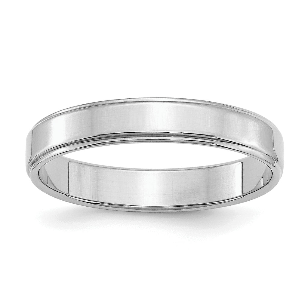 Sterling Silver Rhodium-plated 4mm Flat w/ Step Edge Size 5 Band