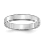 Sterling Silver Rhodium-plated 4mm Flat w/ Step Edge Size 5 Band