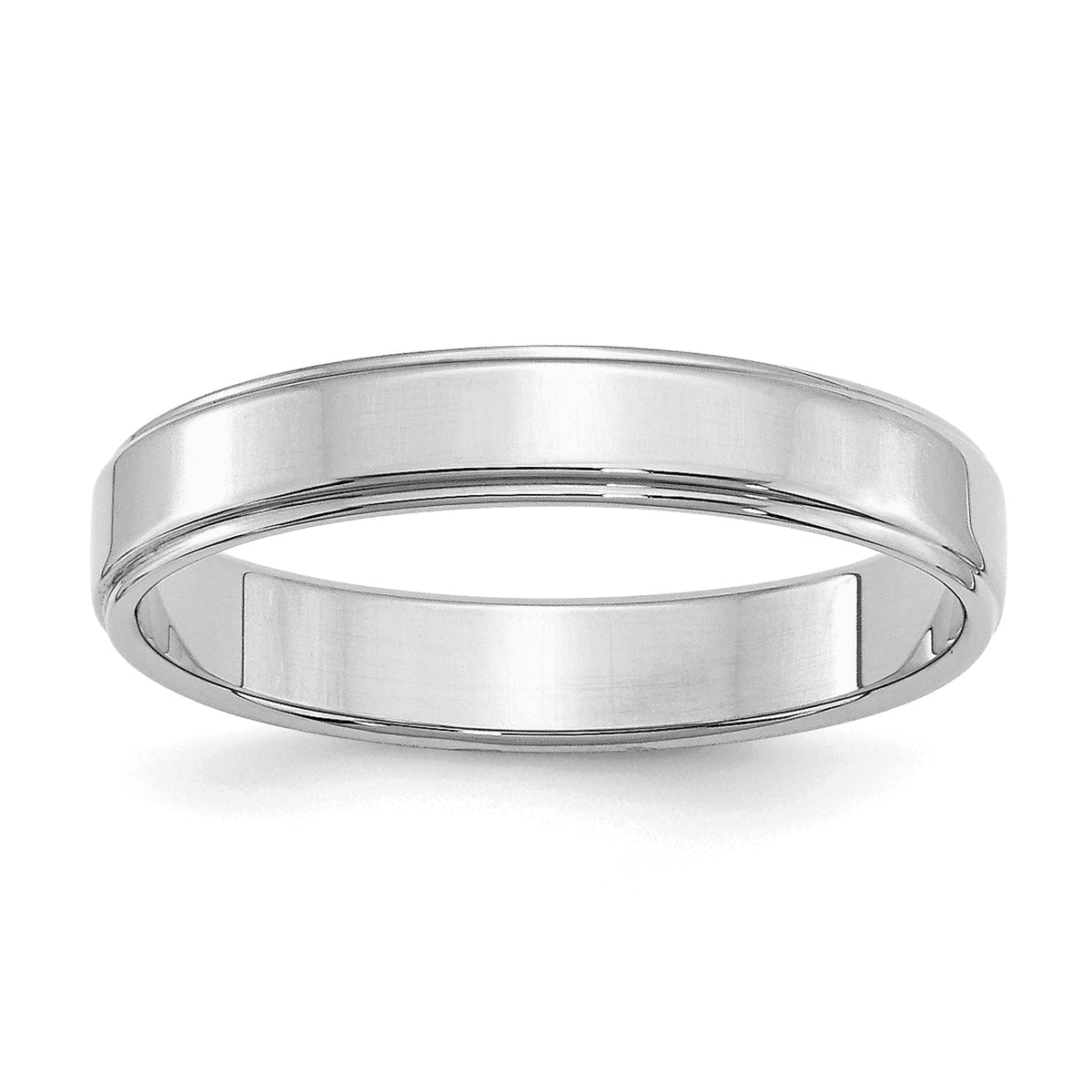 Sterling Silver Rhodium-Plated 4mm Flat w/ Step Edge Size 9.5 Band