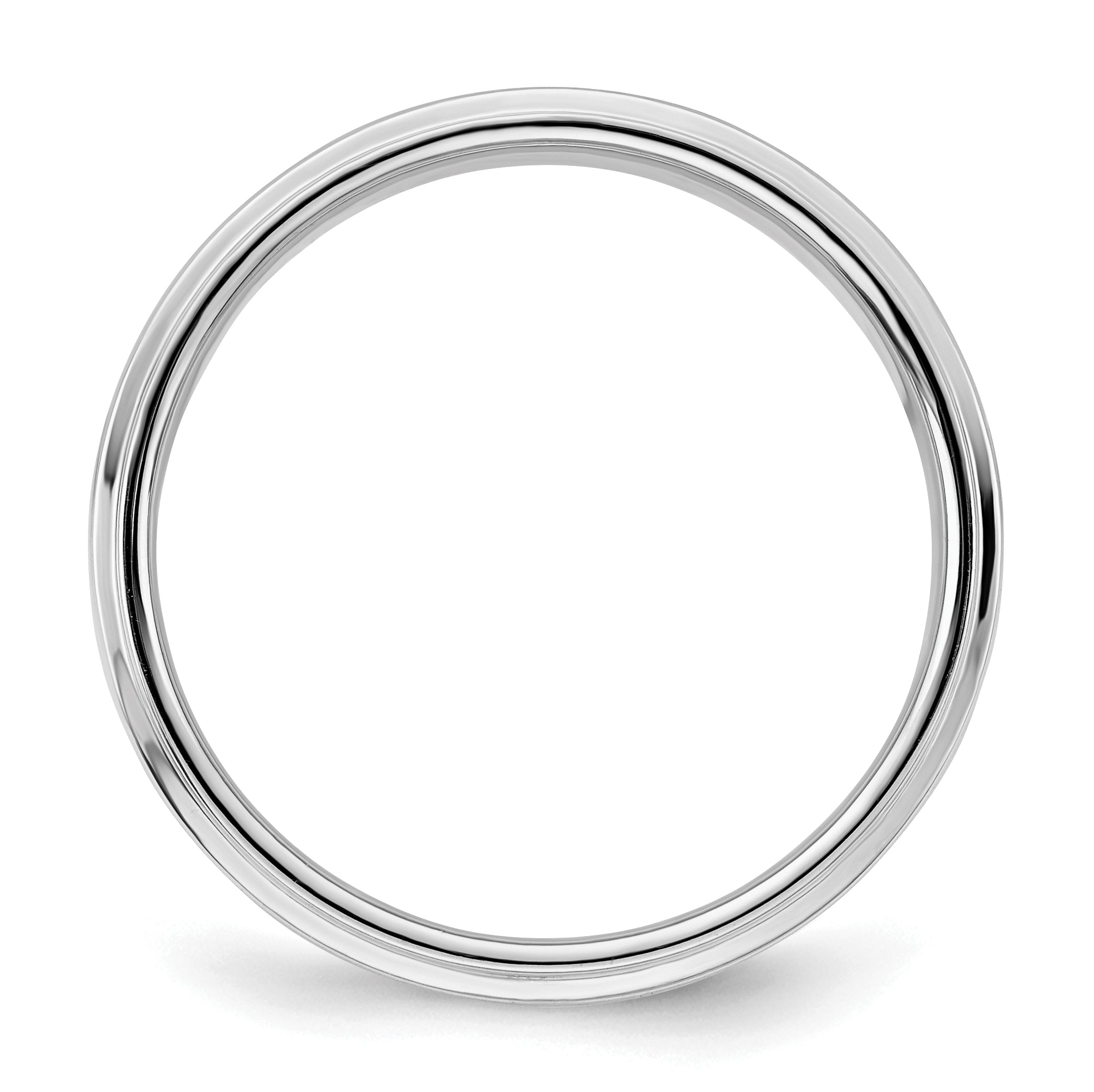 Sterling Silver Rhodium-plated 5mm Flat w/ Step Edge Size 4 Band