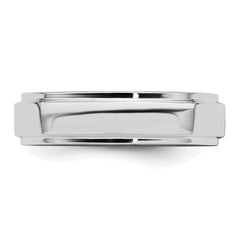 Sterling Silver Rhodium-Plated 5mm Flat w/ Step Edge Size 9.5 Band