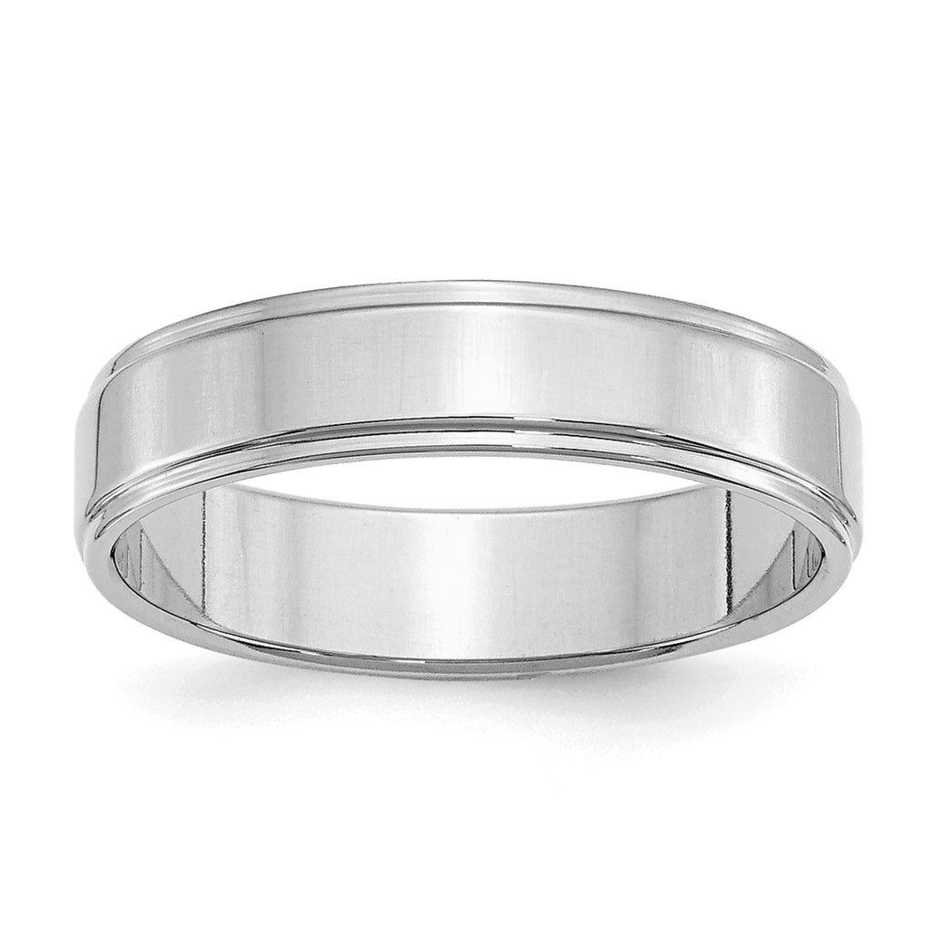 Sterling Silver Rhodium-plated 5mm Flat w/ Step Edge Size 4 Band