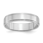 Sterling Silver Rhodium-plated 5mm Flat w/ Step Edge Size 4 Band