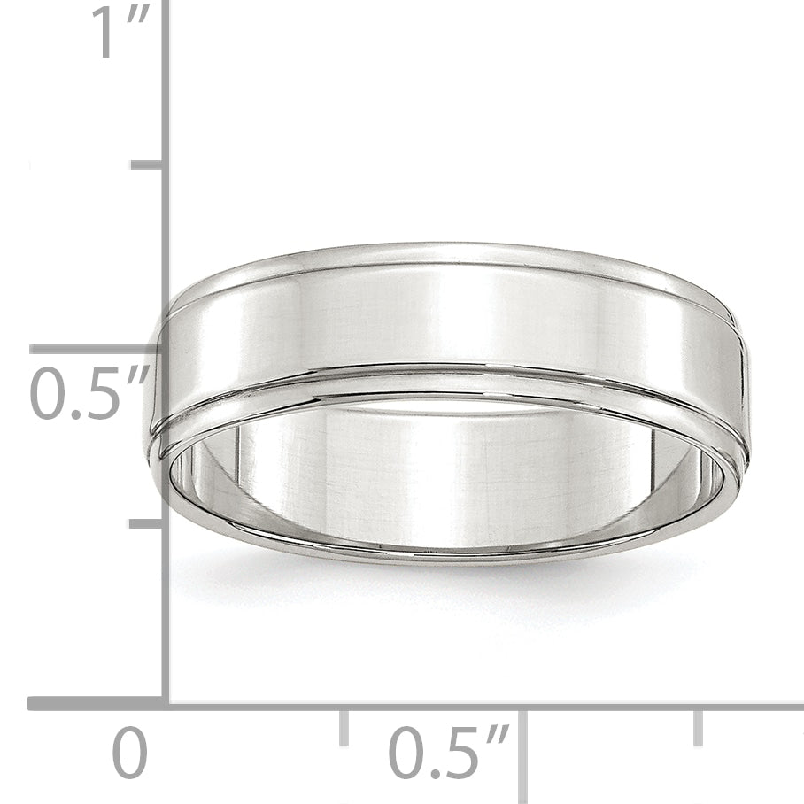 Sterling Silver 6mm Flat with Step Edge Size 13.5 Band