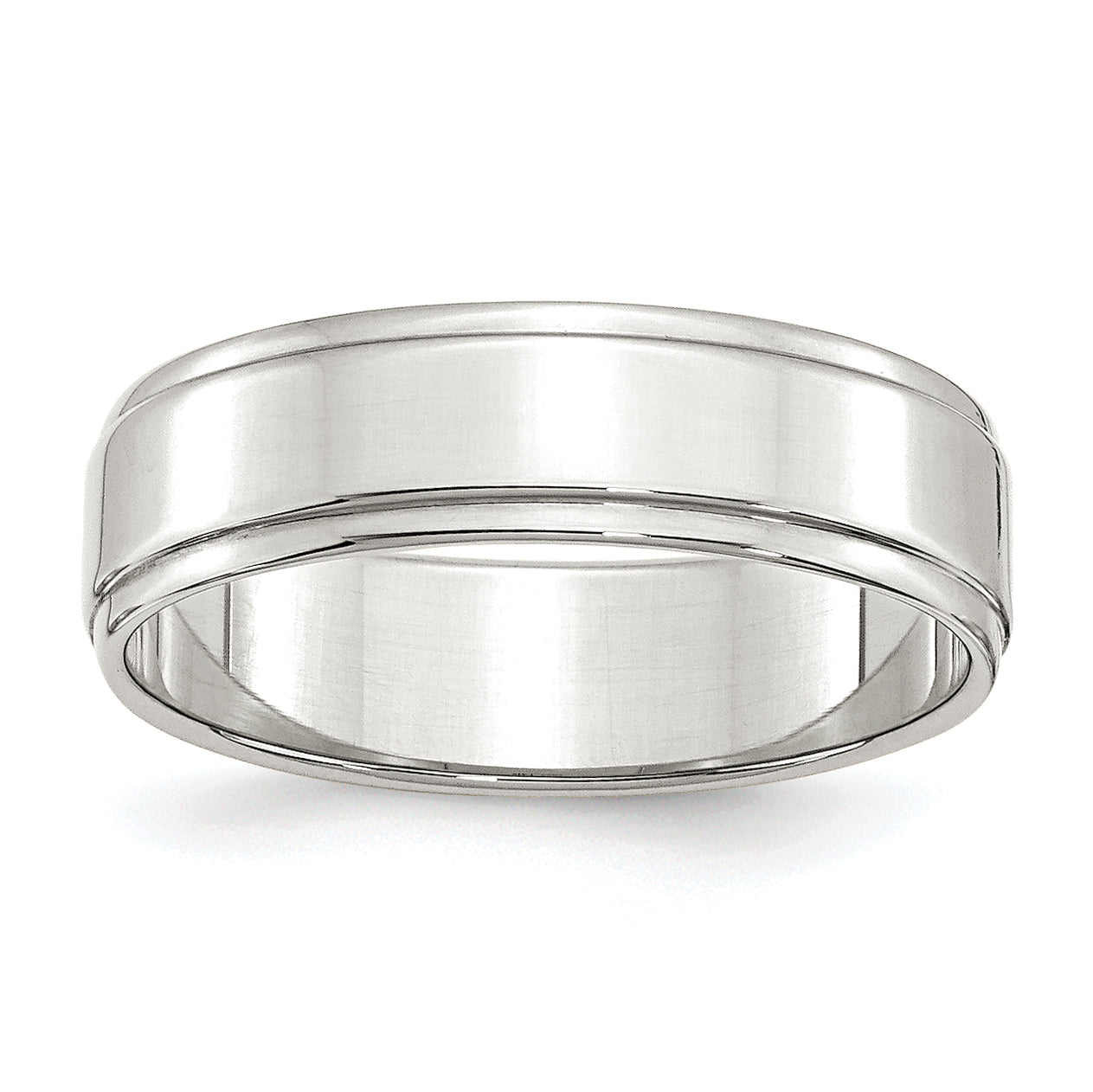 Sterling Silver 6mm Flat with Step Edge Size 13.5 Band