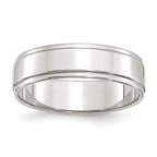 Sterling Silver Flat Wedding Band 6mm