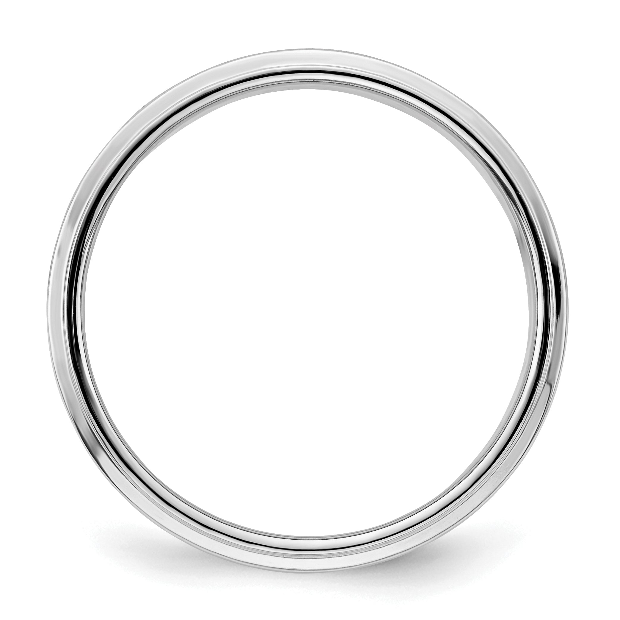 Sterling Silver Rhodium-Plated 6mm Flat w/ Step Edge Size 9.5 Band