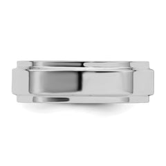 Sterling Silver Rhodium-Plated 6mm Flat w/ Step Edge Size 9.5 Band