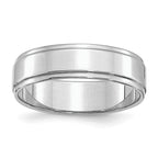 Sterling Silver Rhodium-plated 6mm Flat w/ Step Edge Size 11 Band