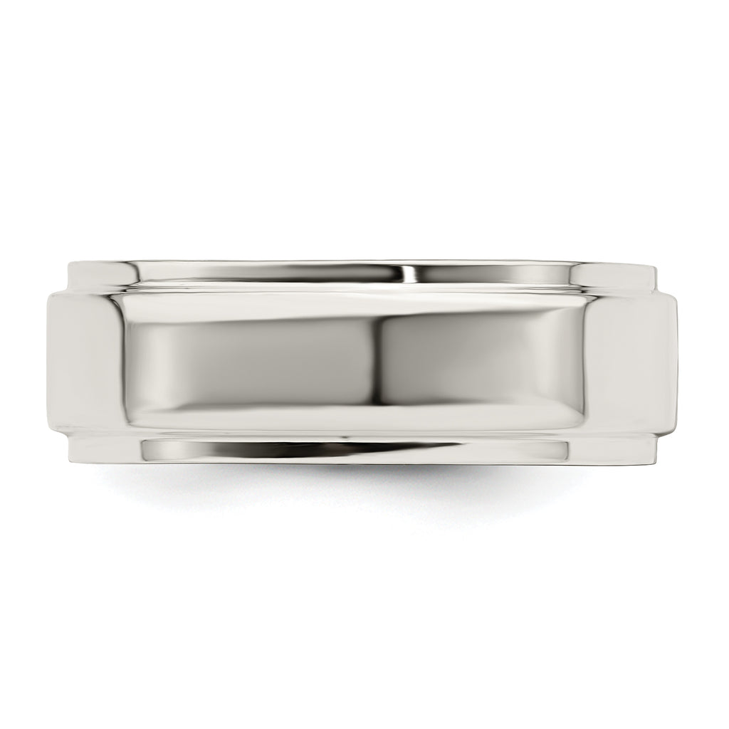 Sterling Silver Flat Wedding Band 7mm