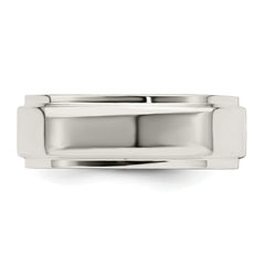 Sterling Silver 7mm Flat with Step Edge Size 13.5 Band