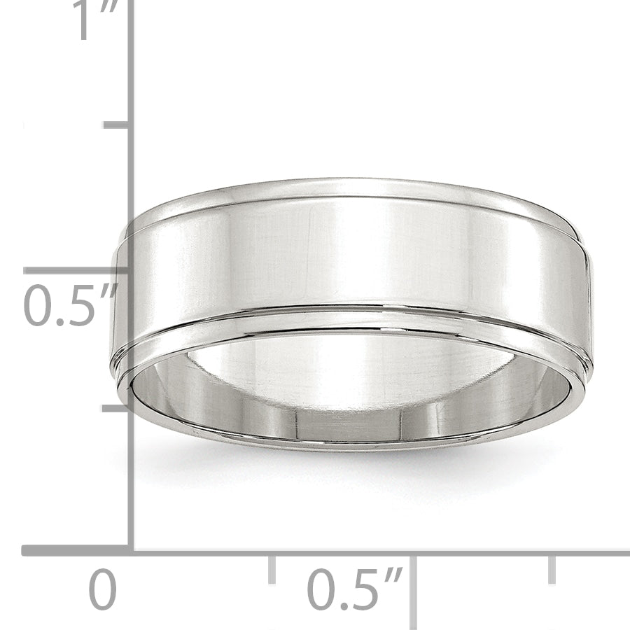 Sterling Silver Flat Wedding Band 7mm
