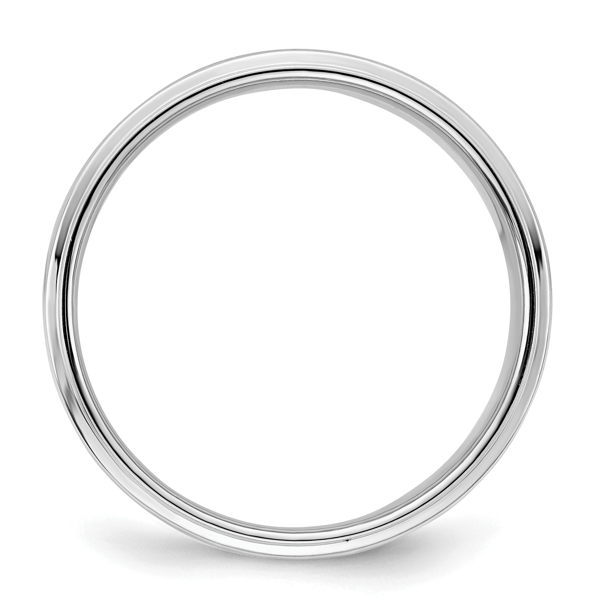 Sterling Silver Rhodium-Plated 7mm Flat w/ Step Edge Size 9.5 Band