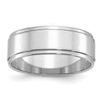Sterling Silver Rhodium-Plated 7mm Flat w/ Step Edge Size 9.5 Band