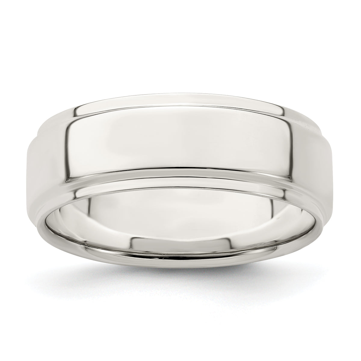 Sterling Silver 7mm Flat with Step Edge Size 13.5 Band