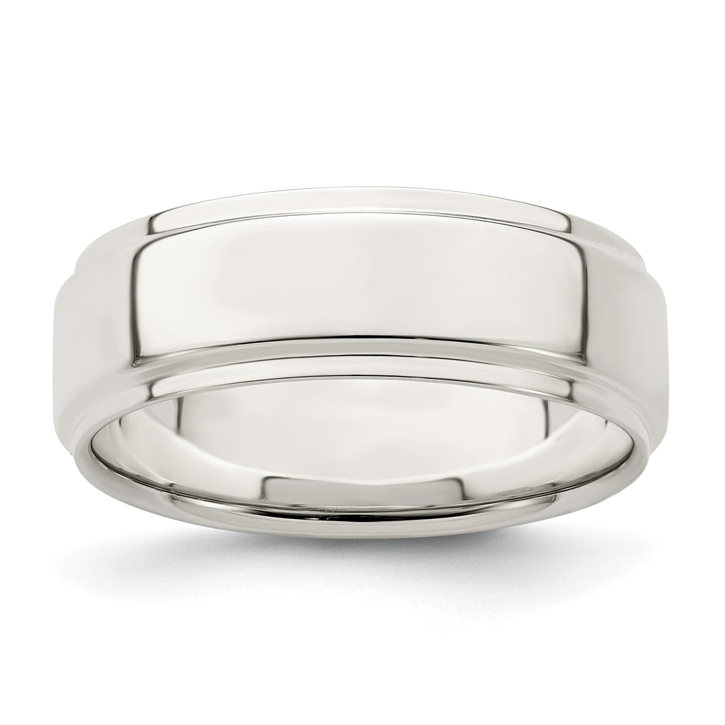 Sterling Silver 7mm Flat with Step Edge Size 8 Band