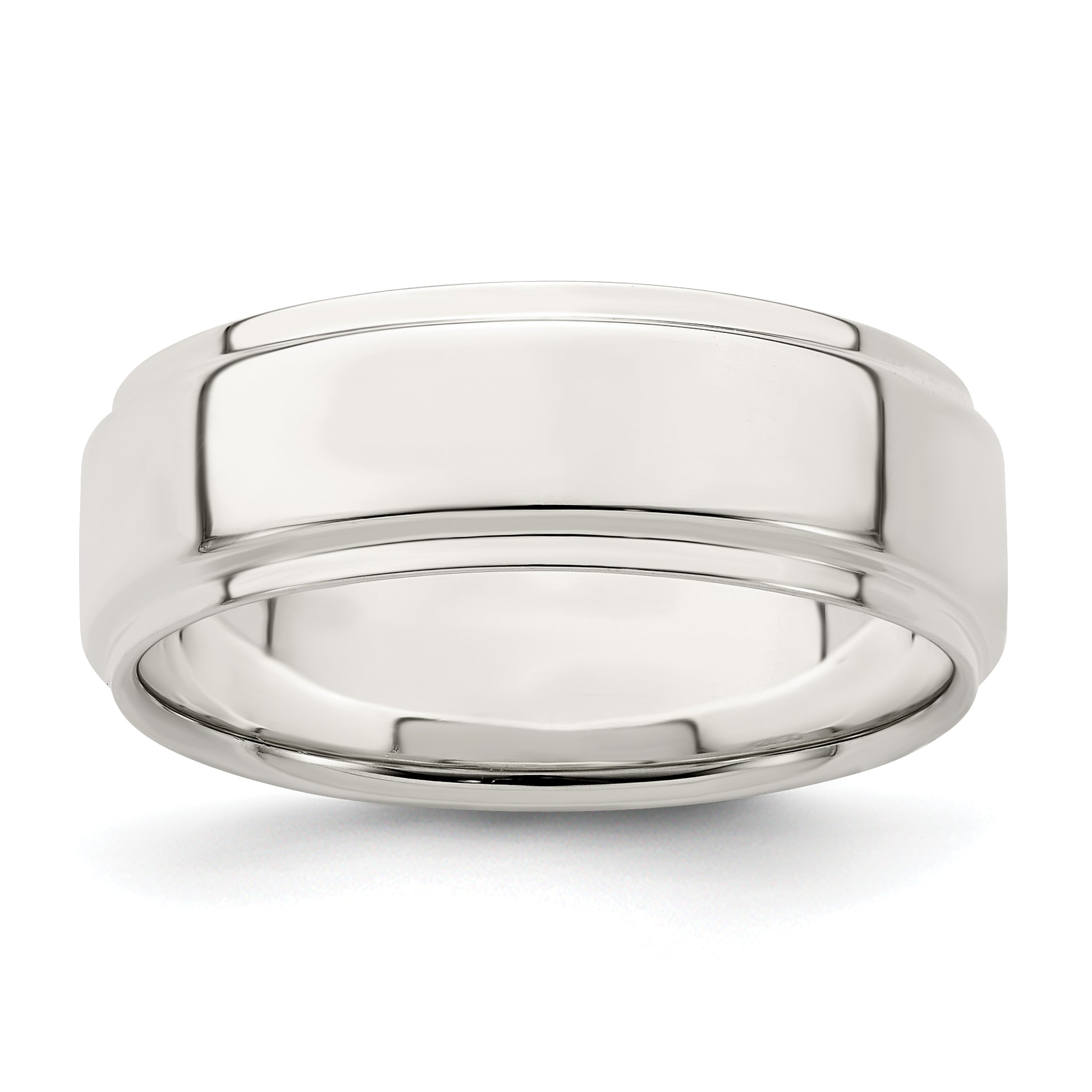 Sterling Silver 7mm Flat with Step Edge Size 8 Band