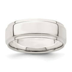 Sterling Silver 7mm Flat with Step Edge Size 13.5 Band
