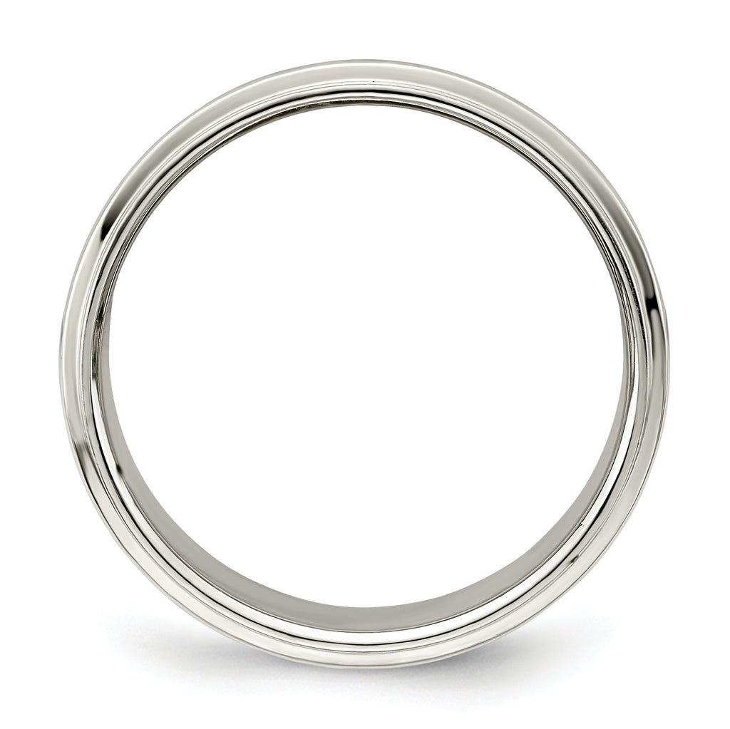 Sterling Silver Flat Wedding Band 8mm