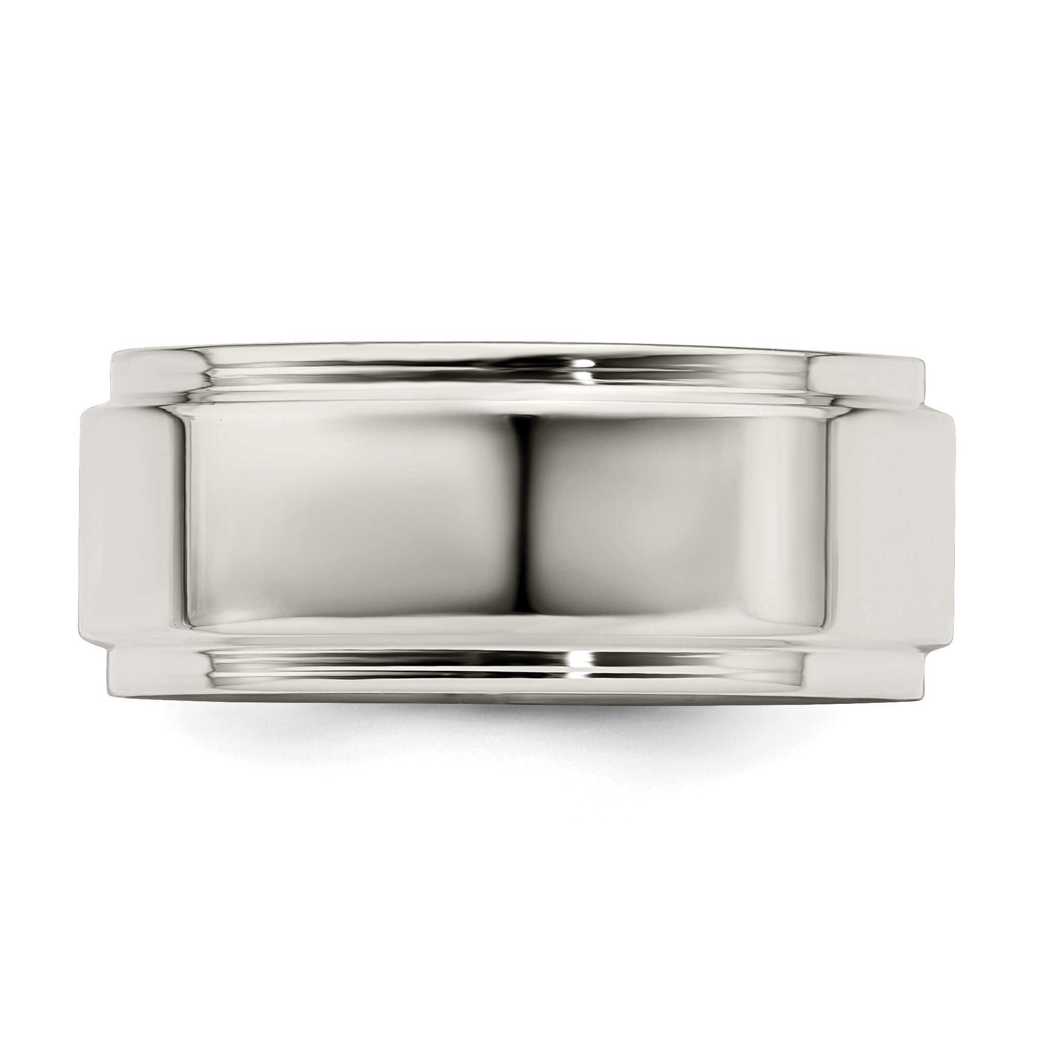 Sterling Silver 8mm Flat with Step Edge Size 13.5 Band
