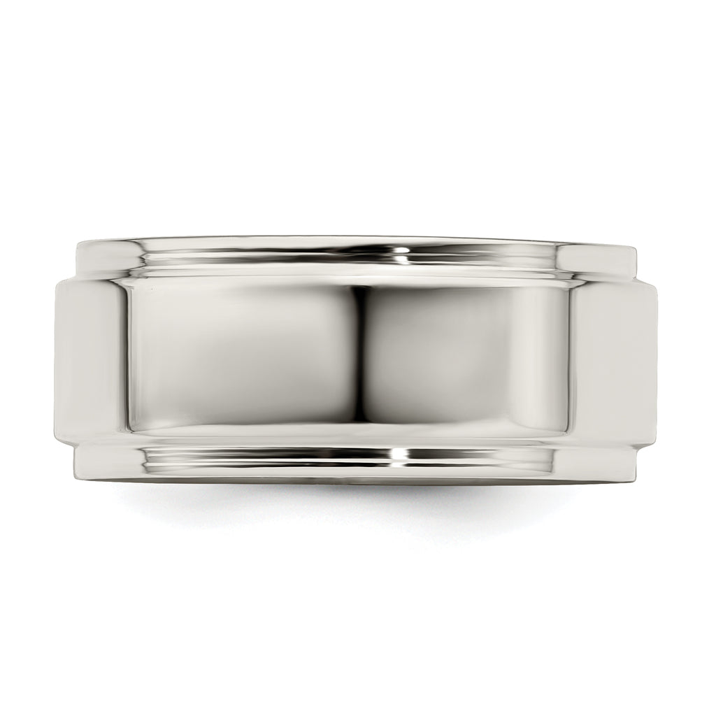 Sterling Silver Flat Wedding Band 8mm