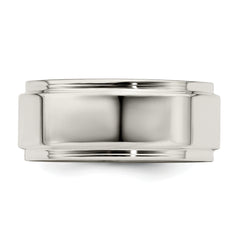 Sterling Silver 8mm Flat with Step Edge Size 13.5 Band