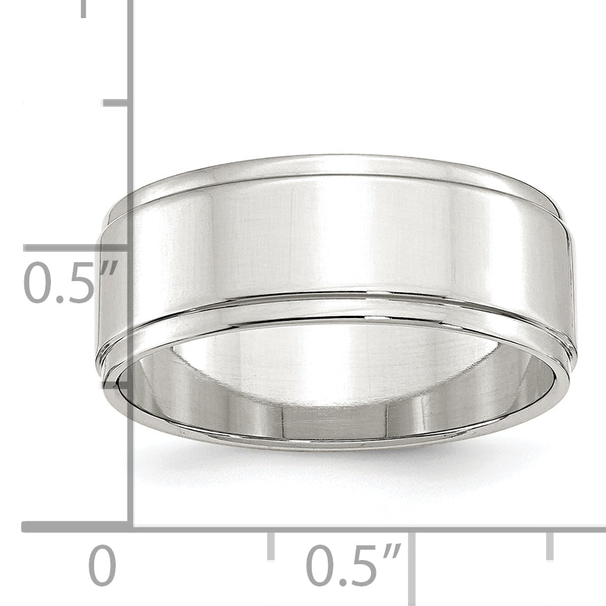 Sterling Silver Flat Wedding Band 8mm Secondary image