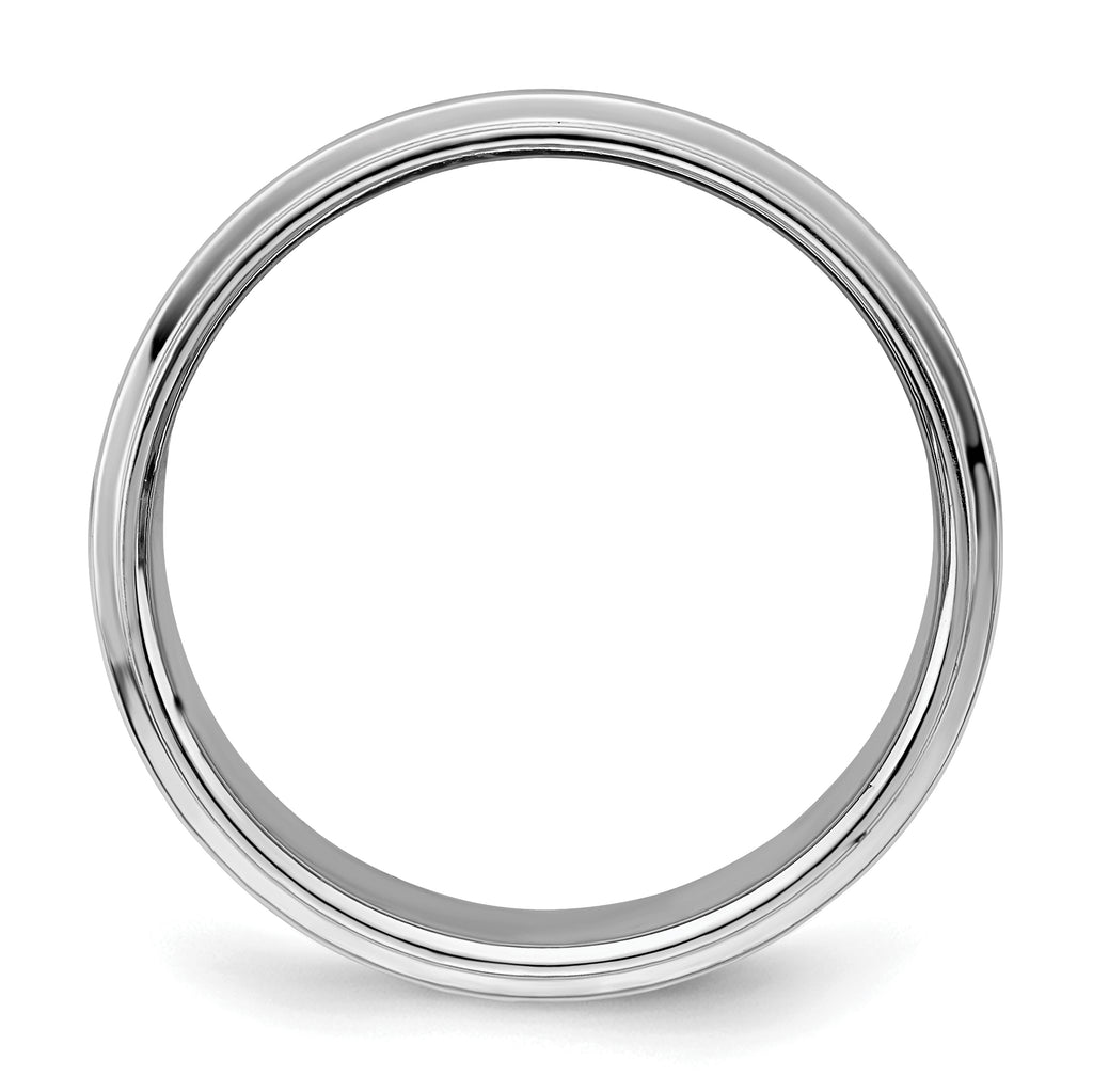 Sterling Silver Rhodium-Plated Flat Wedding Band 8mm