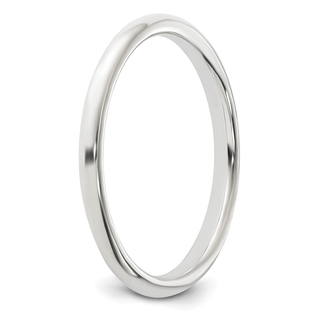 Sterling Silver Rhodium-plated 2mm Half-Round Size 12 Band