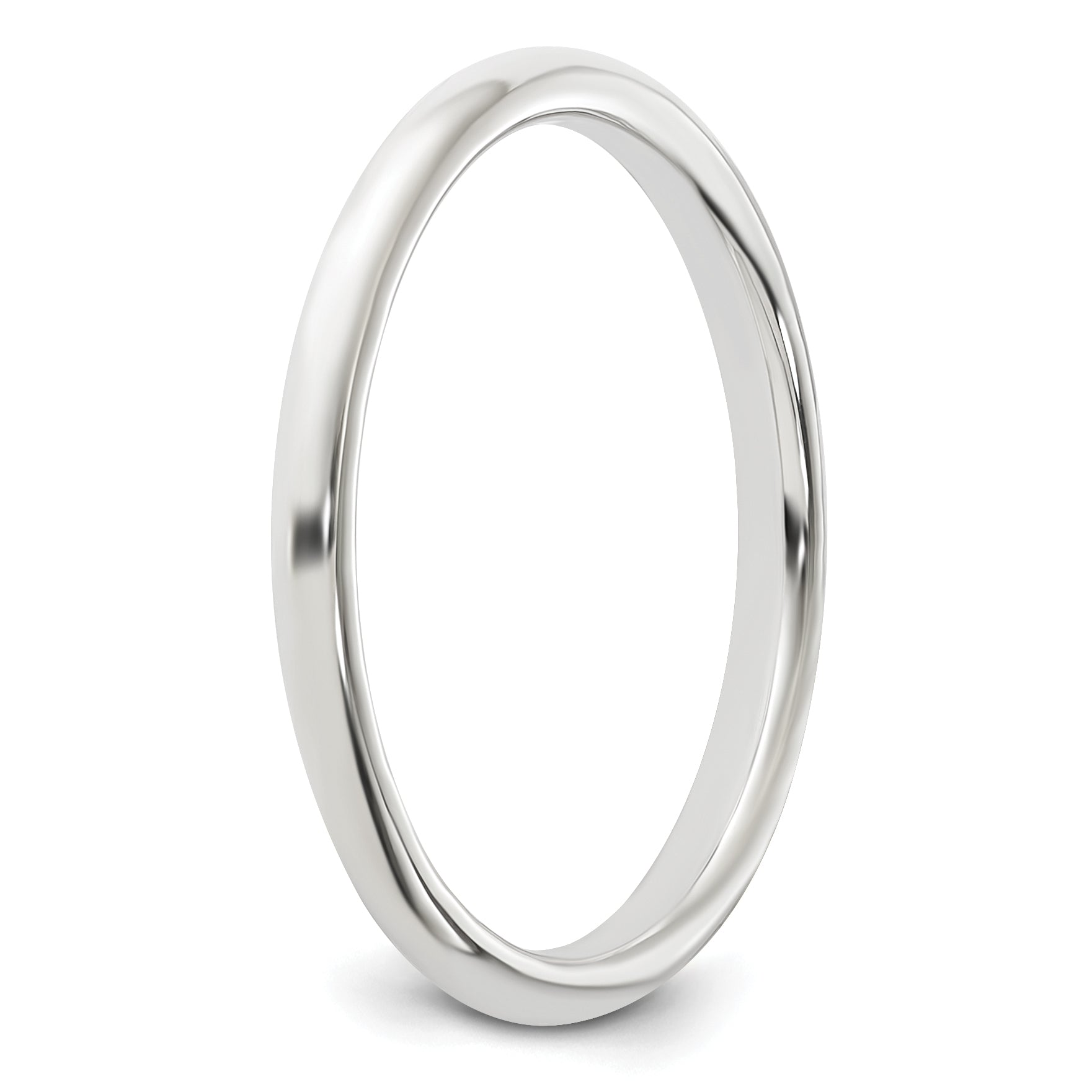 Sterling Silver Rhodium-plated 2mm Half-Round Size 12 Band