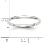 Sterling Silver Rhodium-plated 2mm Half-Round Size 12 Band