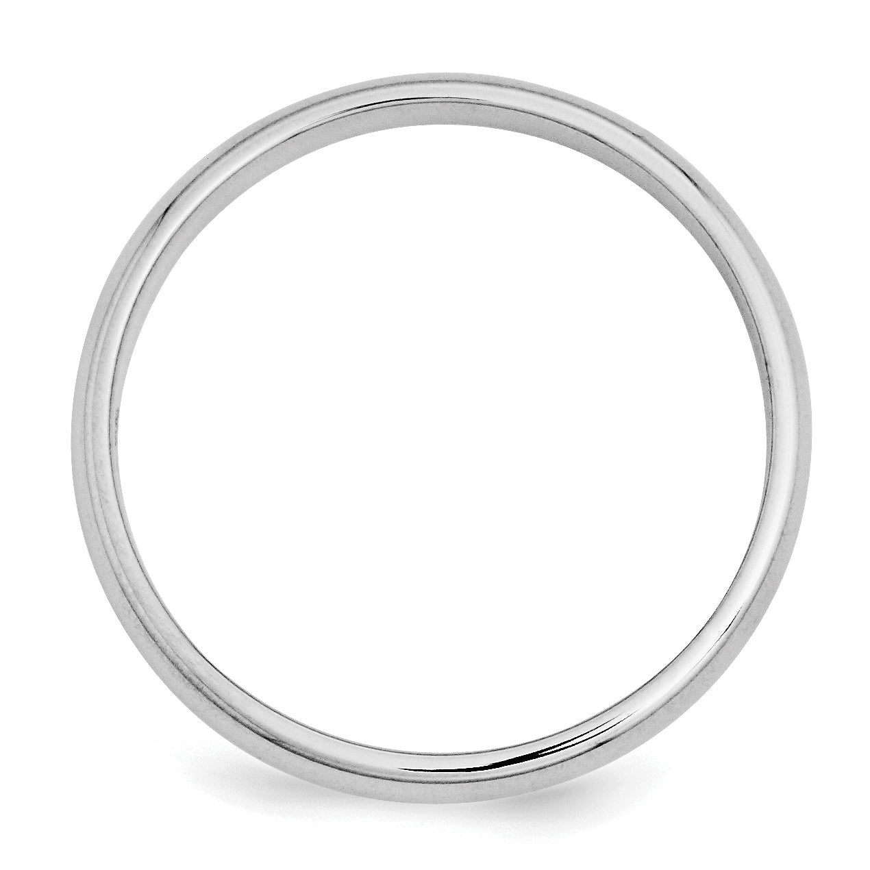 Sterling Silver Rhodium-plated 3mm Half-Round Size 9.5 Band