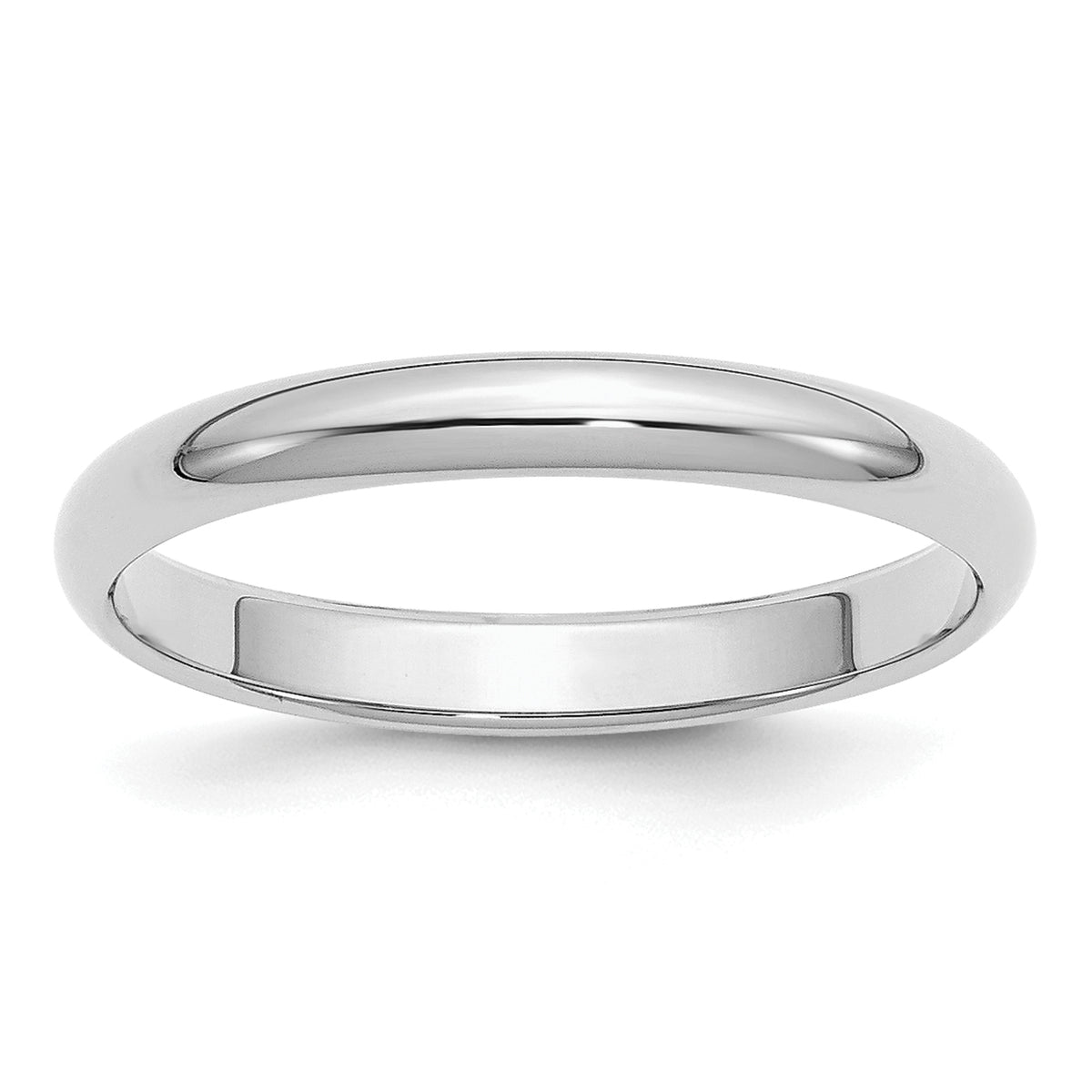 Sterling Silver Rhodium-plated 3mm Half-Round Size 9.5 Band