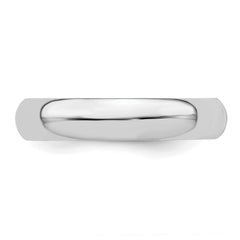 Sterling Silver Rhodium-plated 4mm Half Round Size 13.5 Band