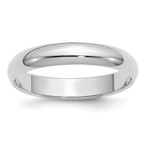 Sterling Silver Rhodium-Plated 4mm Half-Round Band, Size 4–13.5 - Sophia Jewelers