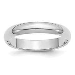 Sterling Silver Rhodium-plated 4mm Half Round Size 13.5 Band