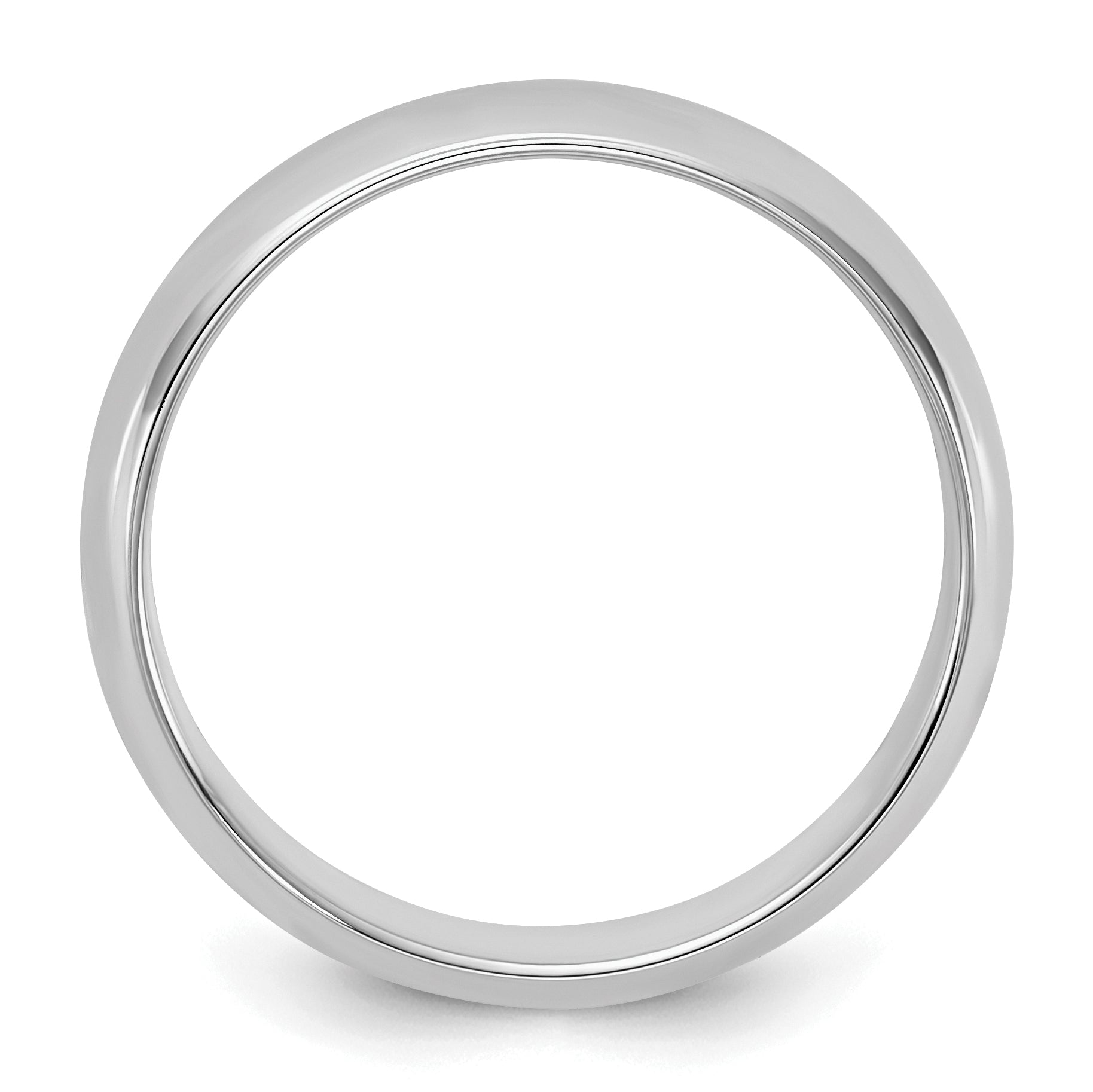 Sterling Silver Rhodium-plated 5mm Half-Round Size 9.5 Band