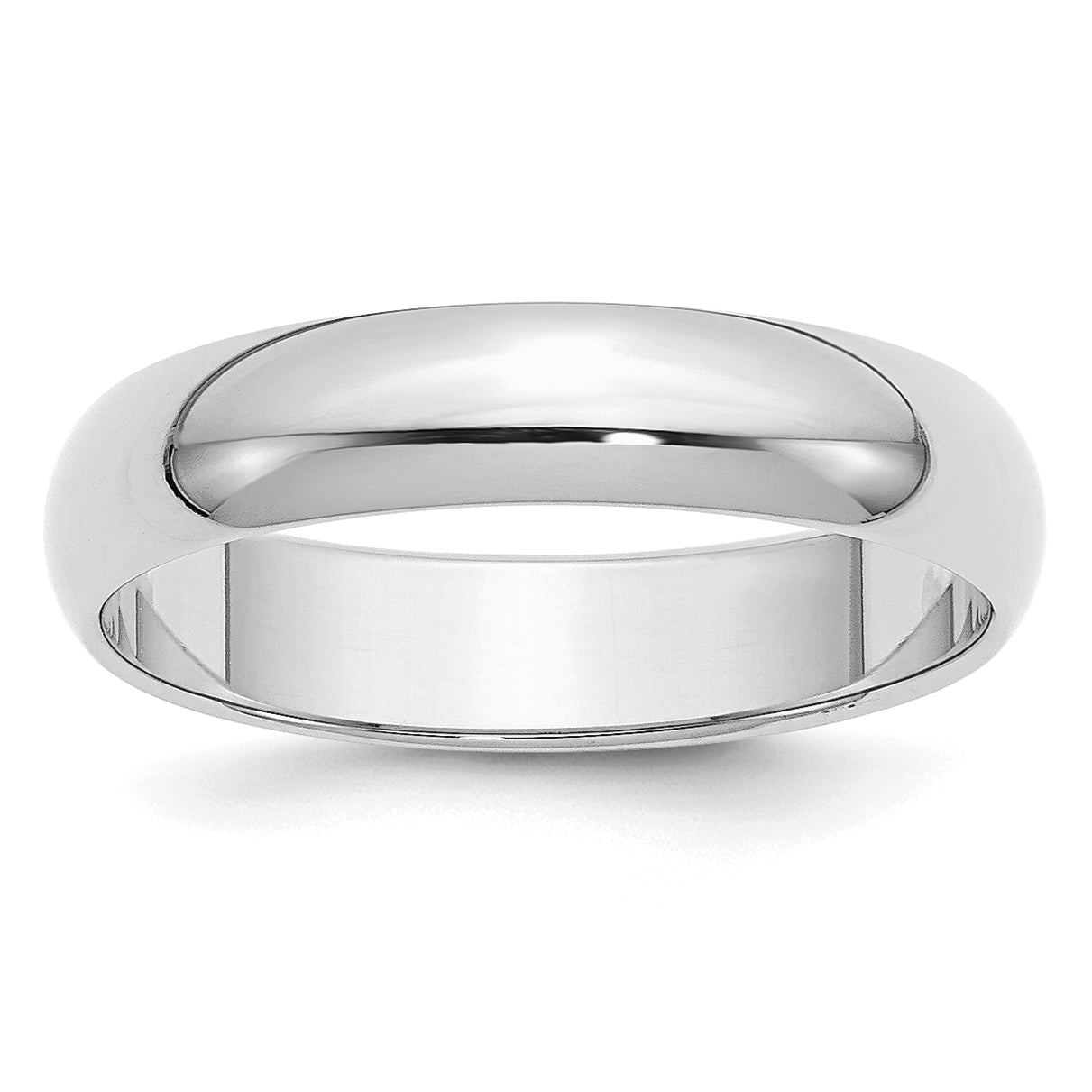 Sterling Silver Rhodium-plated 5mm Half-Round Size 9.5 Band