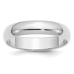 Sterling Silver Rhodium-plated 5mm Half-Round Size 9.5 Band