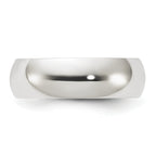 Sterling Silver Half-Round Wedding Band 6mm