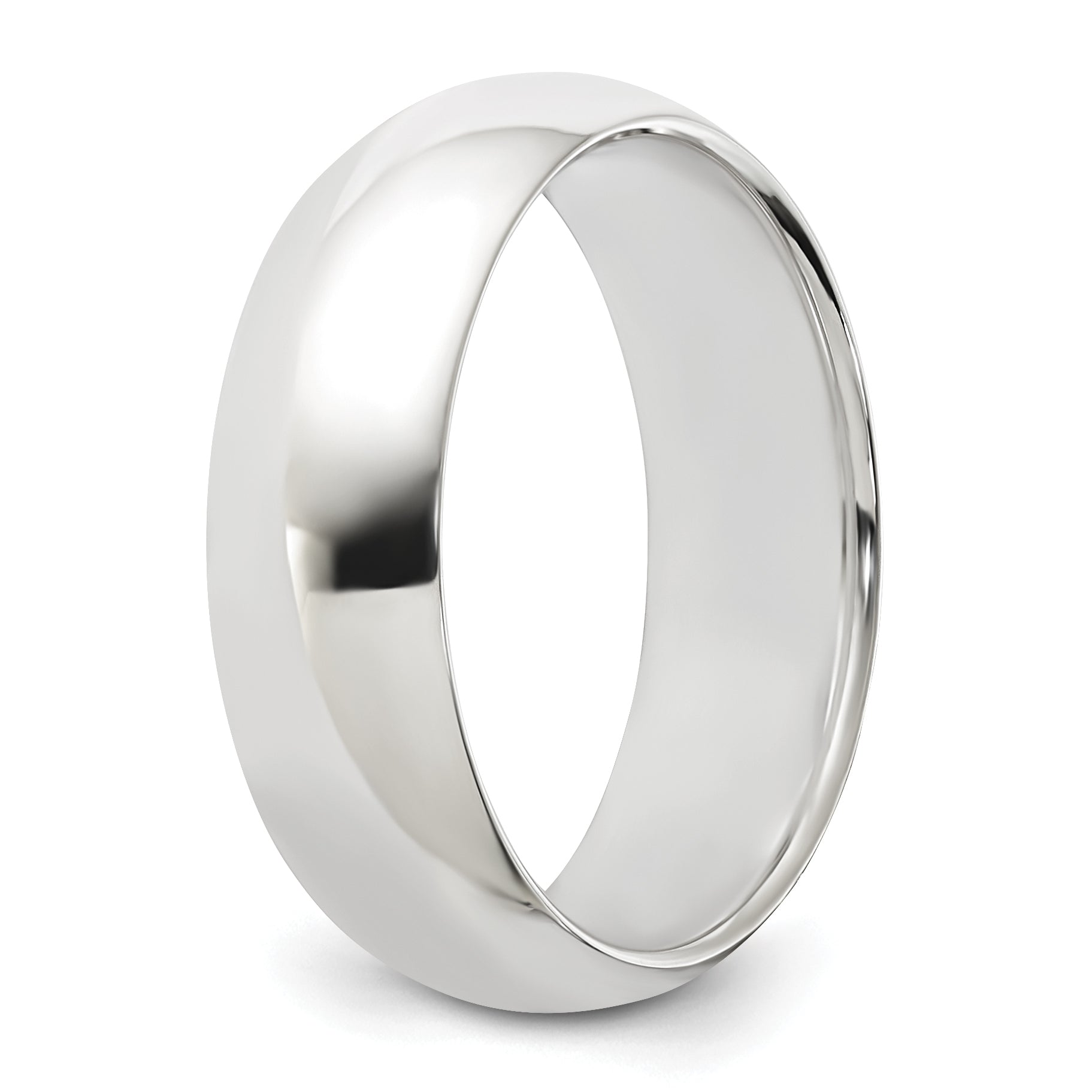 Sterling Silver Rhodium-plated 6mm Half-Round Size 11.5 Band