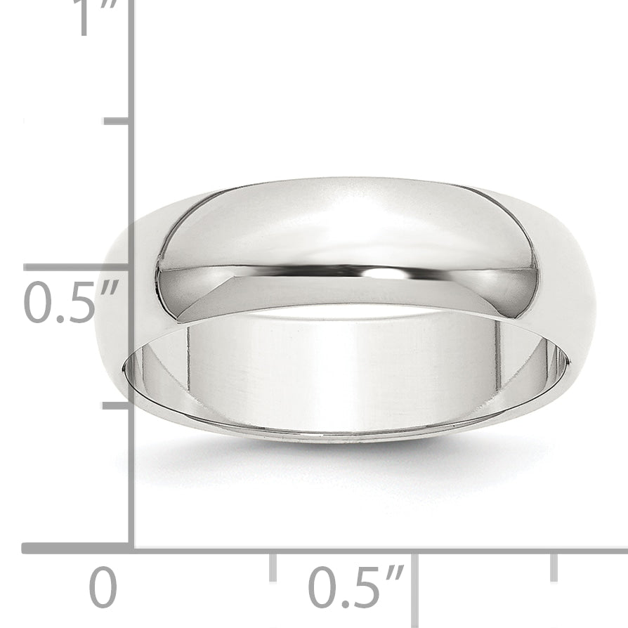 Sterling Silver 6mm Half Round Band