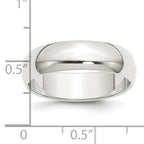 Sterling Silver Half-Round Wedding Band 6mm
