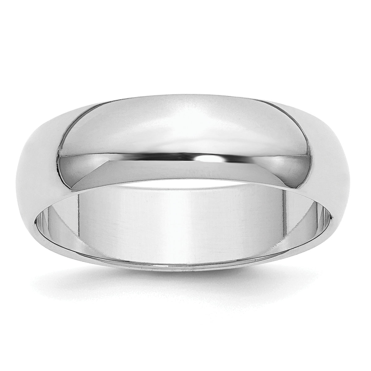 Sterling Silver Rhodium-plated 6mm Half Round Size 13.5 Band