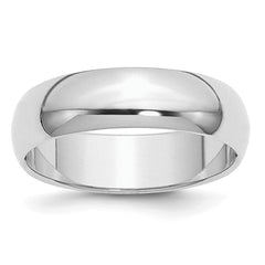 Sterling Silver Rhodium-plated 6mm Half Round Size 13.5 Band