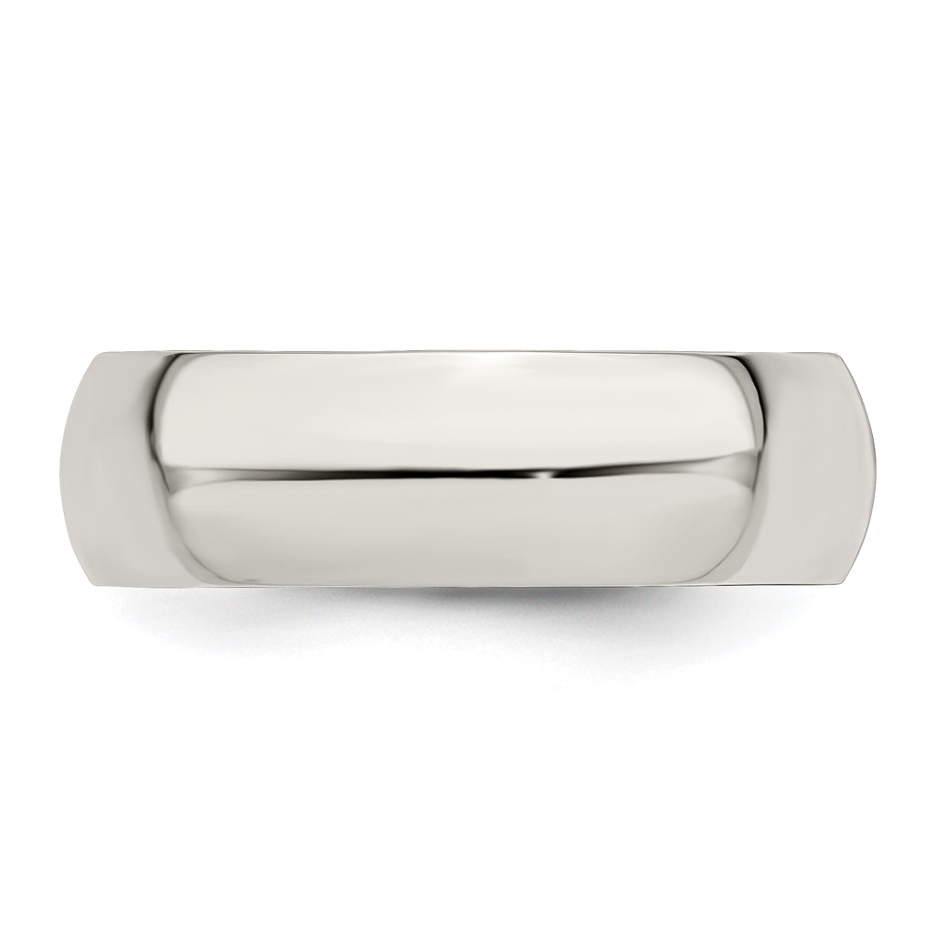 Sterling Silver Half-Round Wedding Band 7mm