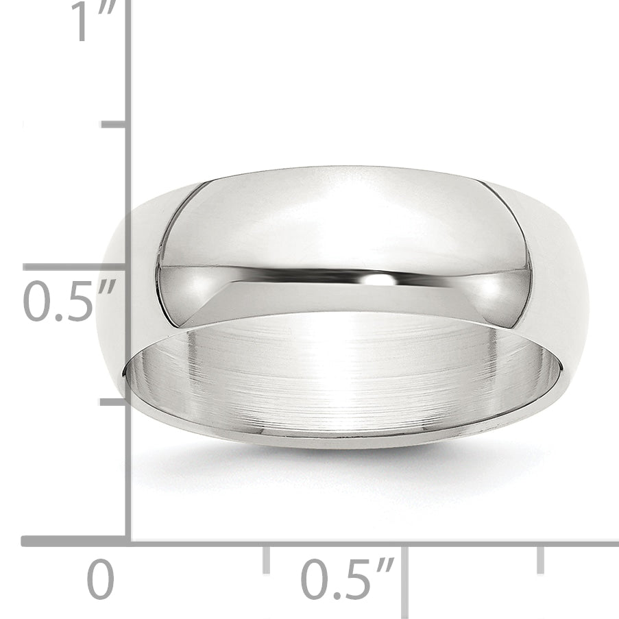 Sterling Silver Half-Round Wedding Band 7mm